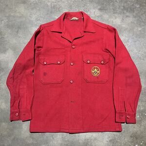 Vintage 60s BSA Boy Scouts Red Wool Shirt Jacket